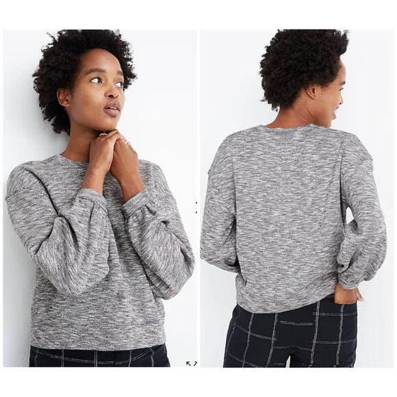 Madewell Textured Crew Neck Sweatshirt Heather Coal Size Small - Picture 1 of 7